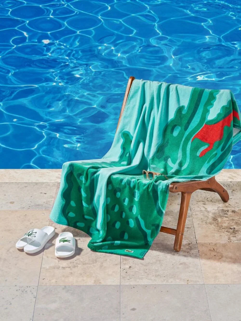 Lacoste Crocodile Print Beach Towel 36